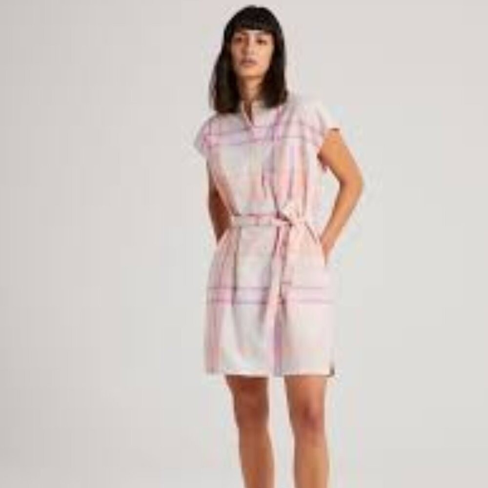 Tommy‎ Hilfiger Madras Plaid Shirt Dress Size XL Rugby Cotton Pastel Lightweight